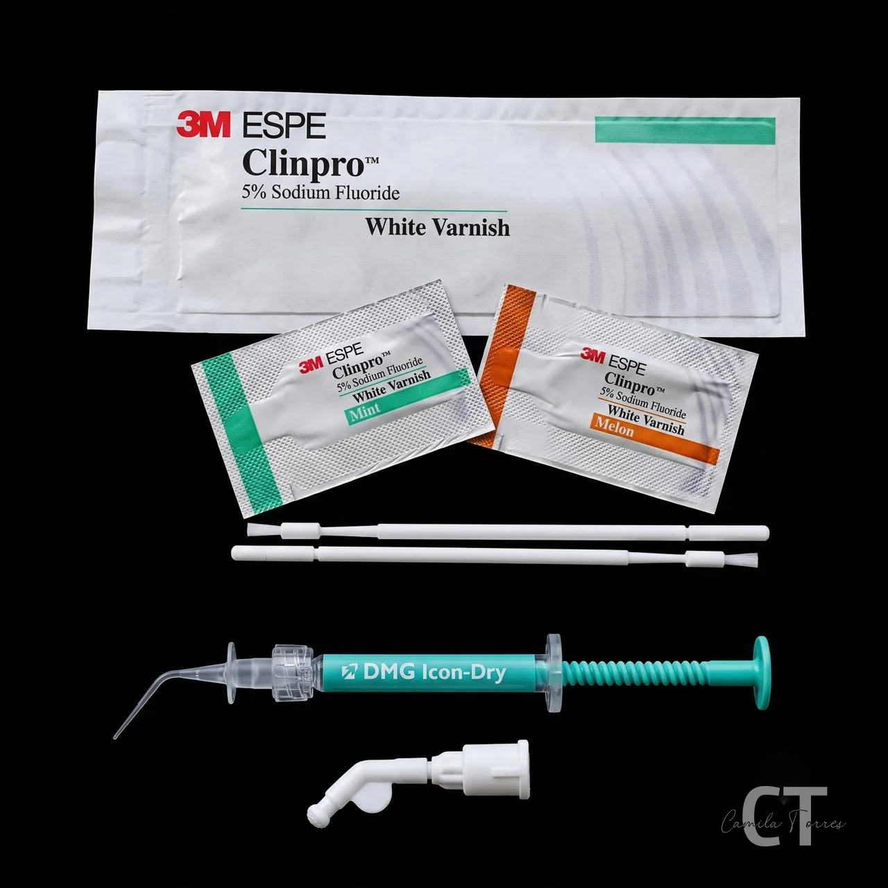 Kit de barniz de flúor Clinpro y jeringa de resina infiltrante Icon